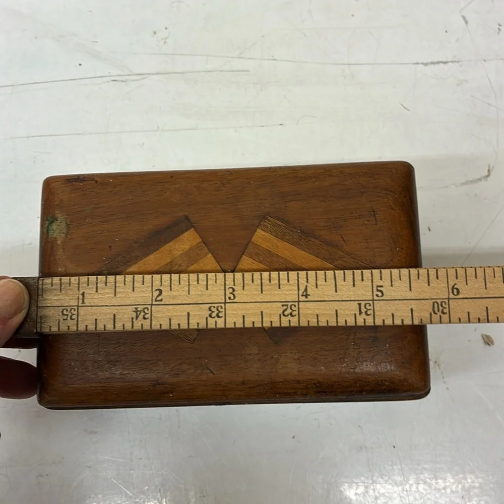 Wooden Decorative Box with Geometric Inlay